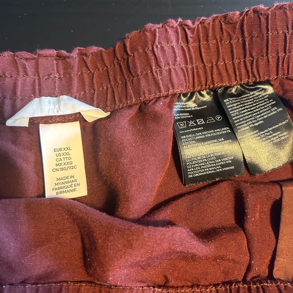 H&M Linen Pull on Shorts XXL Burgundy 2/20$ - Picture 2 of 2
